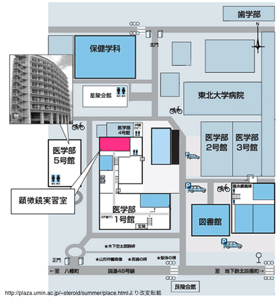 医学部１号館１階 顕微鏡実習室への地図